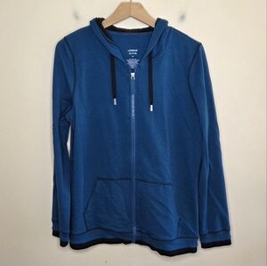 Lizwear Active | Blue Zip Front Hoodie Jacket with Black Trim Size Medium